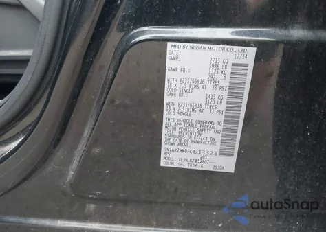 2015 Nissan Pathfinder S z USA, uszkodzony, nr VIN 5N1AR2MM8FC633321